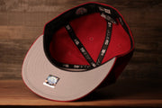 Grey Bottom Fitted Cap | Jawn Red Gray Bottom Fitted Hat the underbrim of this cap is grey