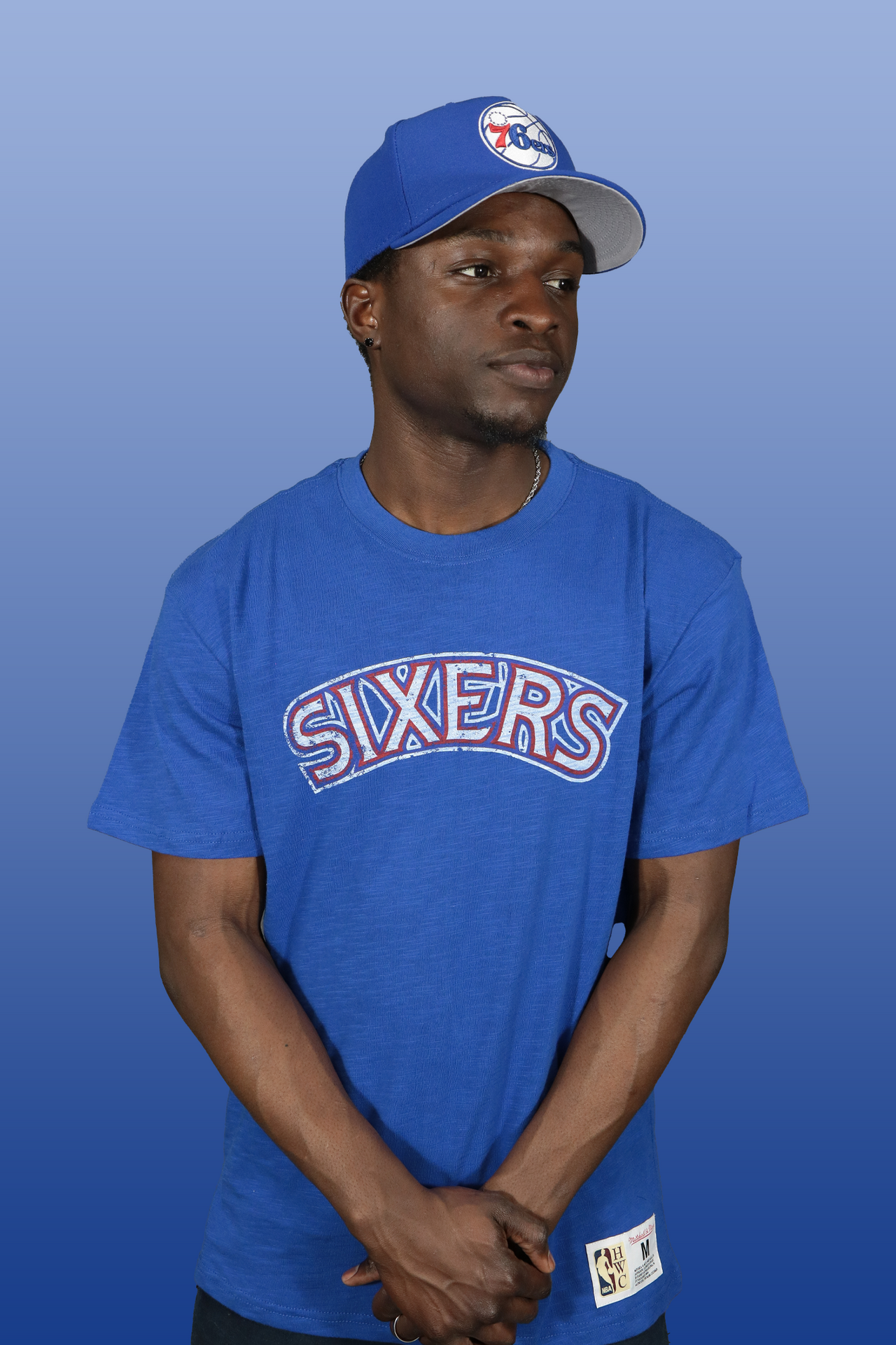 Philadelphia 76ers "Sixers" Wordmark Hardwood Classics Legendary Slub Tee | Royal T-shirt