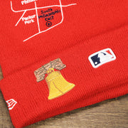 The Liberty Bell Patch on the Philadelphia Phillies "City Transit" 59Fifty Fitted Matching All Over Side Patch Beanie