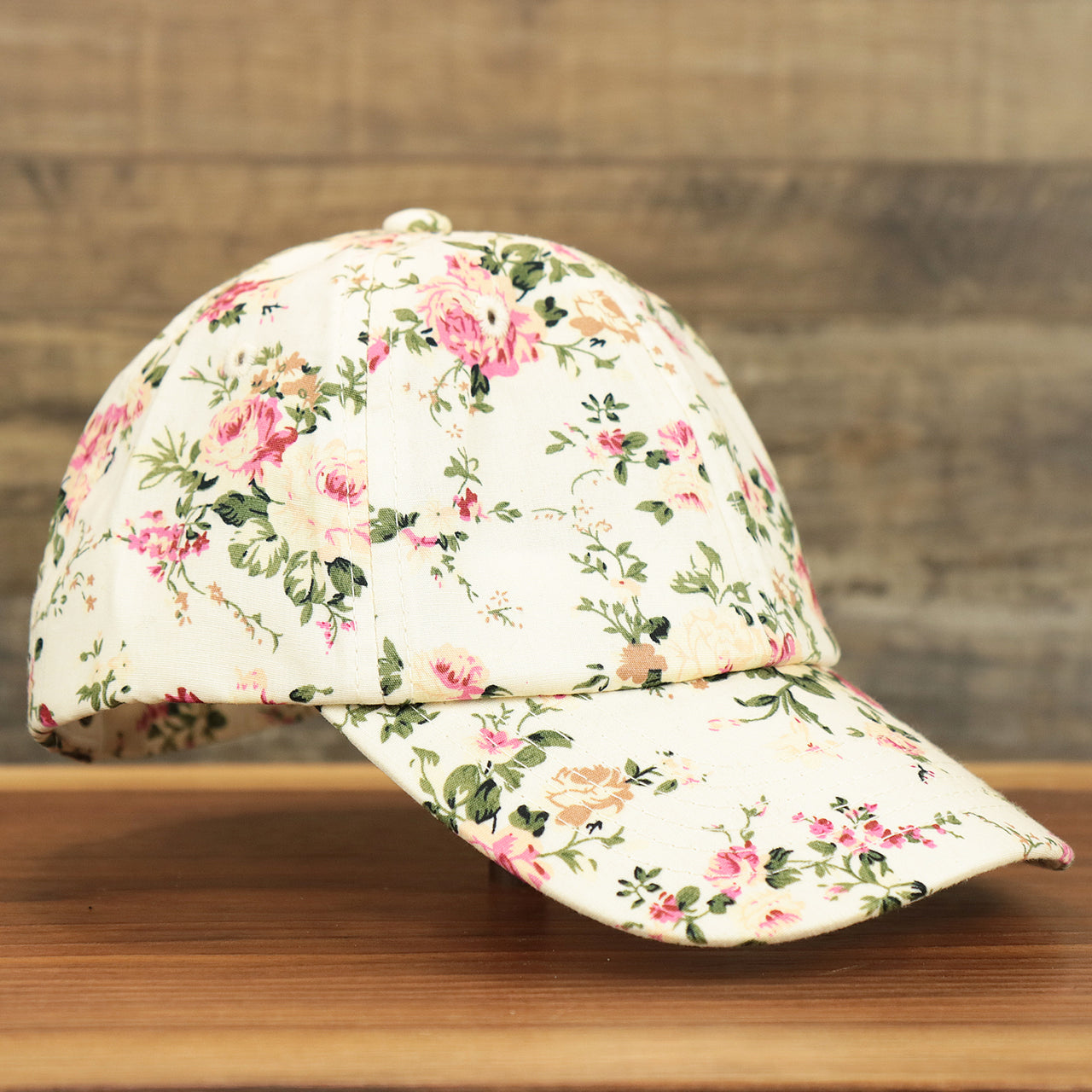 The Kid’s Floral Print Blank Adjustable Baseball Hat | Youth Cream Dad Hat