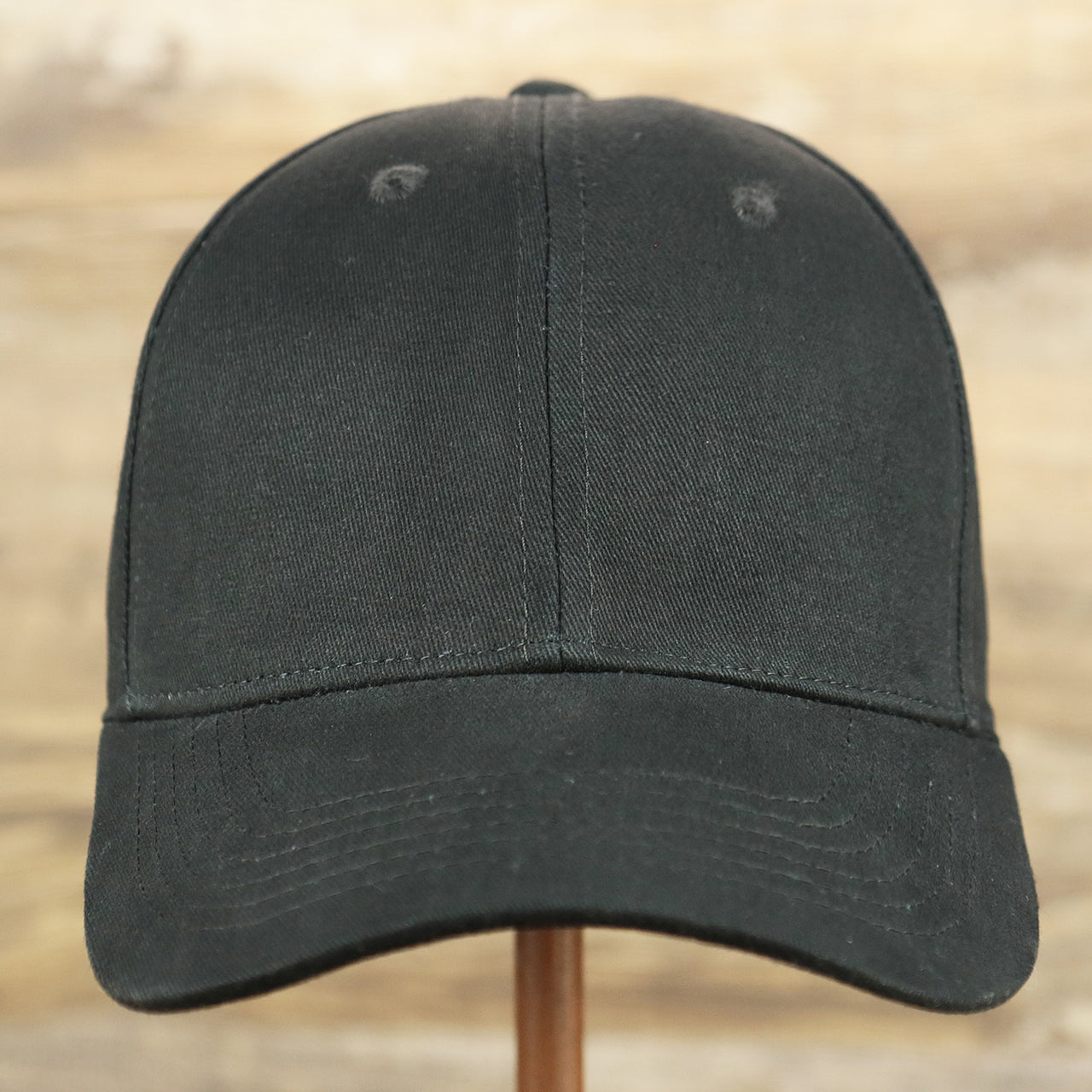 The Youth Jet Black Structured Cotton Blank Flexfit Cap | Kid’s Black Stretch Fit Caps