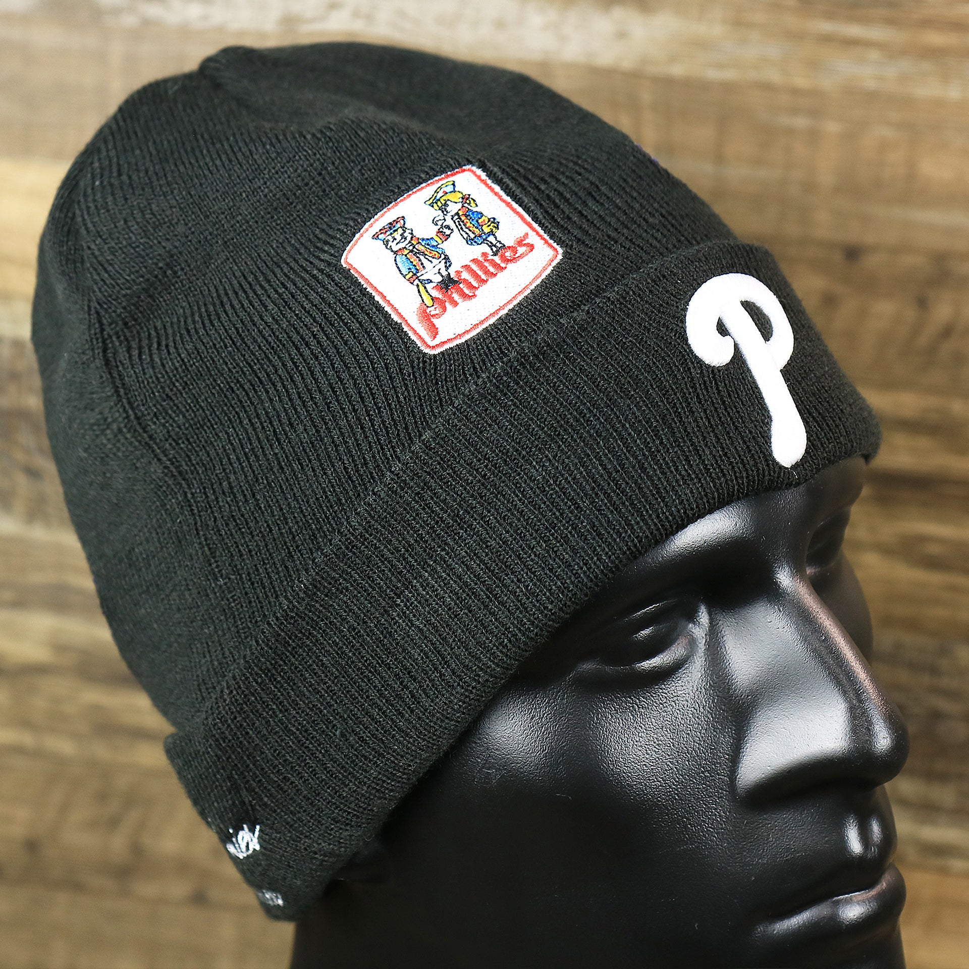 The Philadelphia Phillies All Over World Series Side Patch 2x Champion Knit Cuff Beanie | New Era, Black