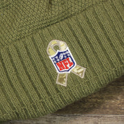 The Salute To Service Ribbon on the Women’s Philadelphia Eagles Salute To Service Ribbon Rubber Military Eagles Patch On Field NFL Beanie | Women’s Military Green Beanie