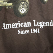 american legend wordmark on the Jeep Renegade Seal Brown Vintage Graphic T-Shirt | Jack & Jones Jeep Tee Shirt