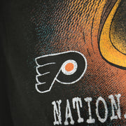 Flyers logo on the front of the Philadelphia Flyers Liberty Bell Vintage Tubular Distressed T-Shirt | Flint Black