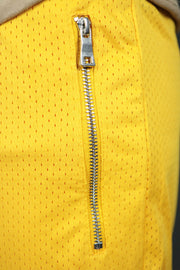One of the two zipper pockets of the yellow Los Angeles swingman shorts.