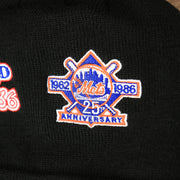 The 25th Anniversary Mets Patch on the New York Mets All Over World Series Side Patch 2x Champion Knit Cuff Beanie | New Era, Black
