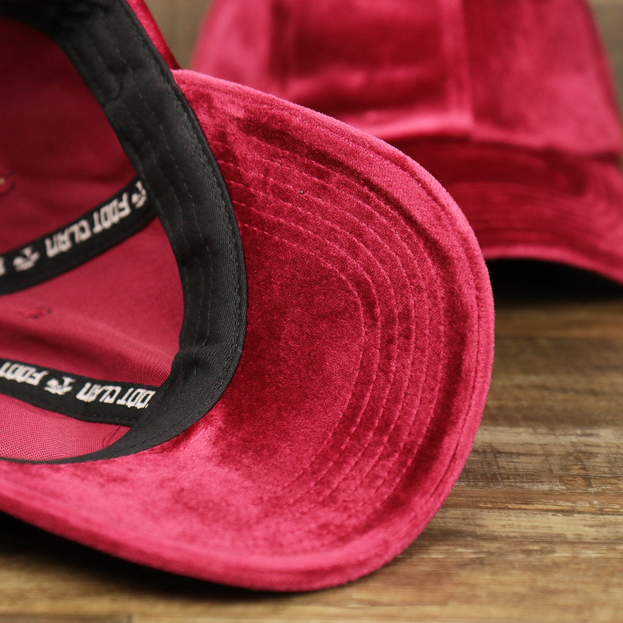 The undervisor on the Velour Blank Ox Blood Baseball Hat | Dark Red Dad Hat