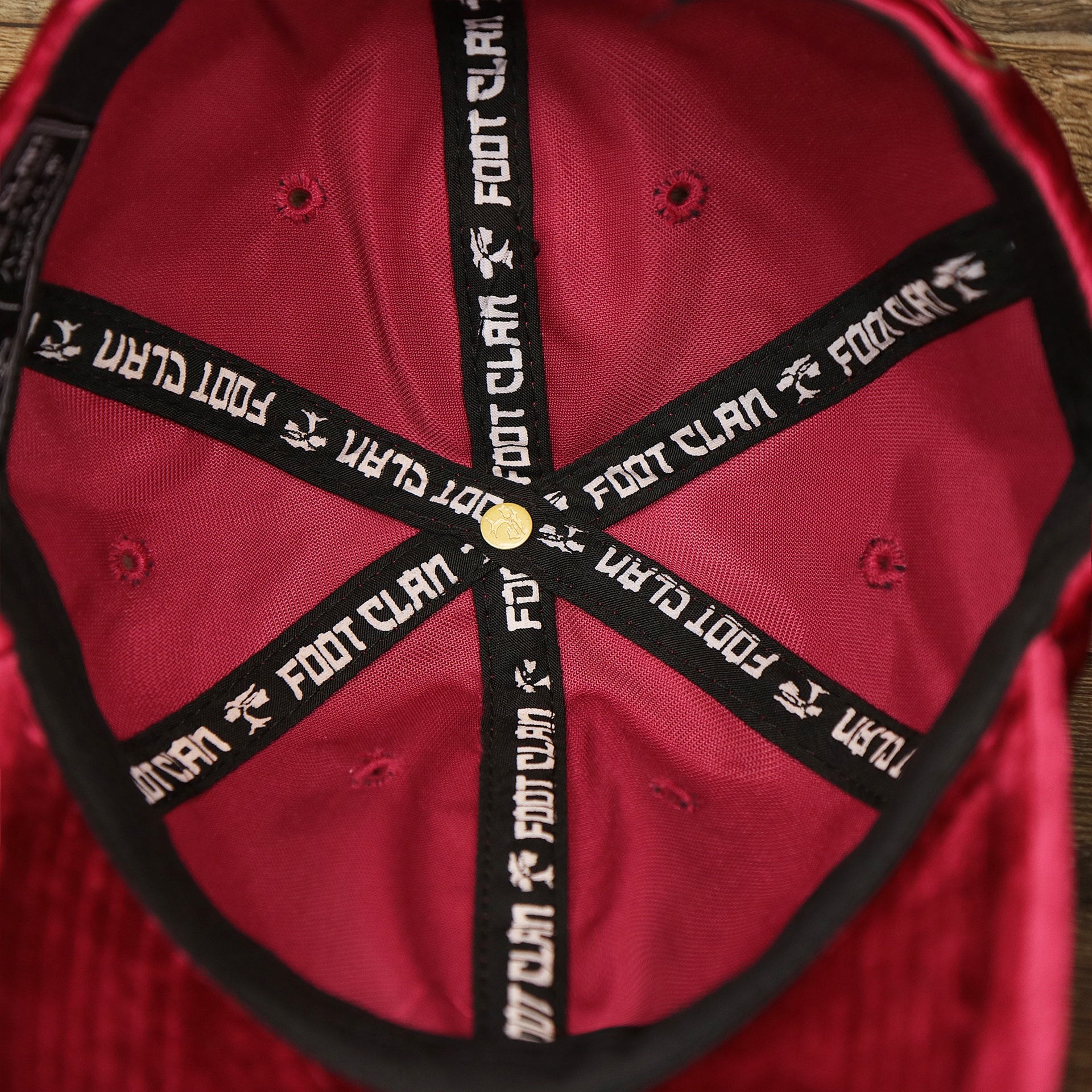 The inside of the Velour Blank Ox Blood Baseball Hat | Dark Red Dad Hat