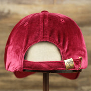 The backside of the Velour Blank Ox Blood Baseball Hat | Dark Red Dad Hat