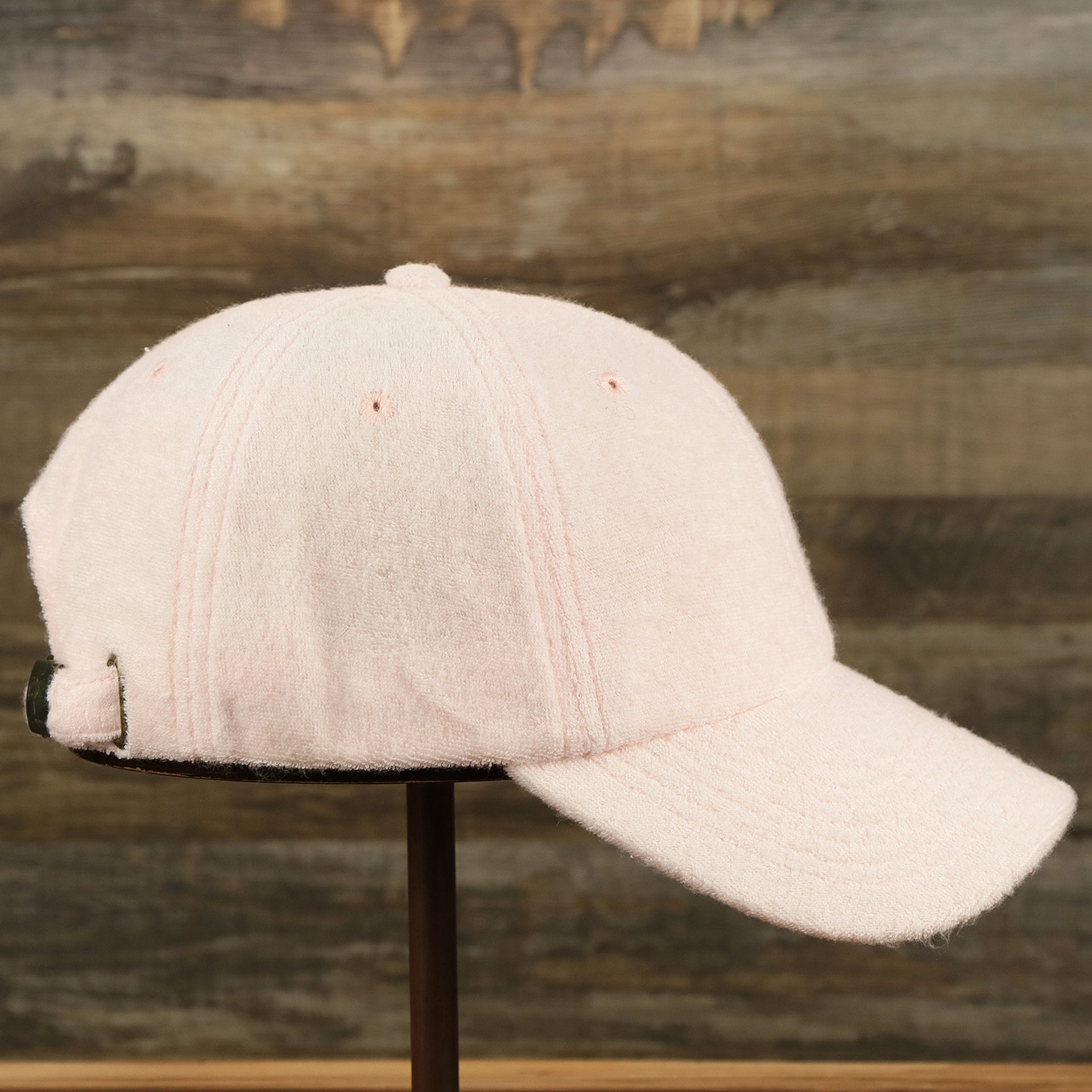 The wearer's right on the Blank Misty Rose Wash Cloth Baseball Hat | Light Pink Dad Hat