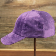 The wearer's left of the Velour Blank Concord Grape Baseball Hat | Purple Dad Hat