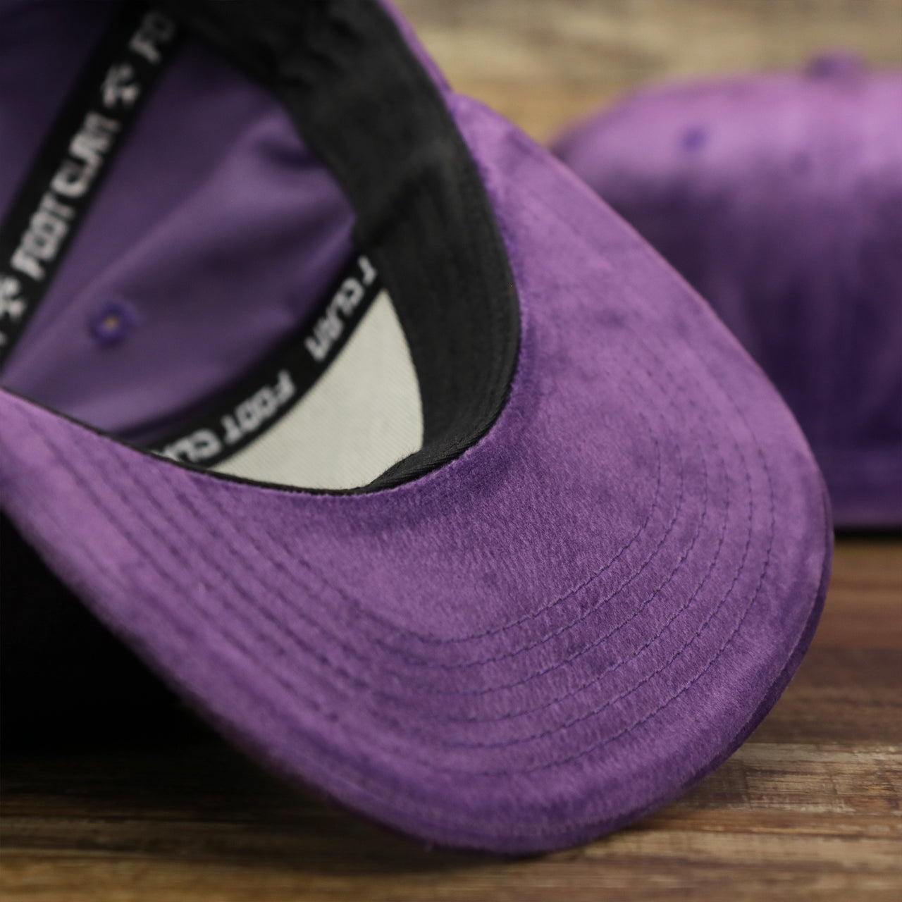 The undervisor on the Velour Blank Concord Grape Snapback Cap | Purple Snap Cap