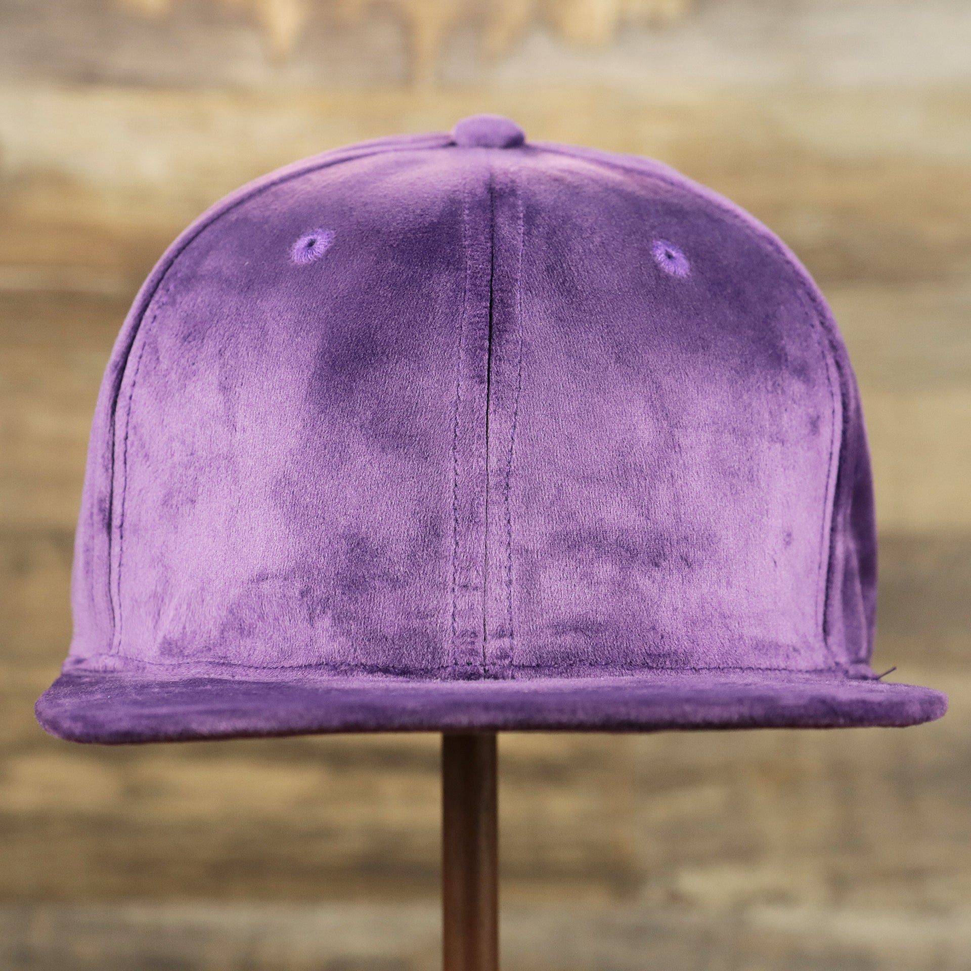 The front of the Velour Blank Concord Grape Snapback Cap | Purple Snap Cap