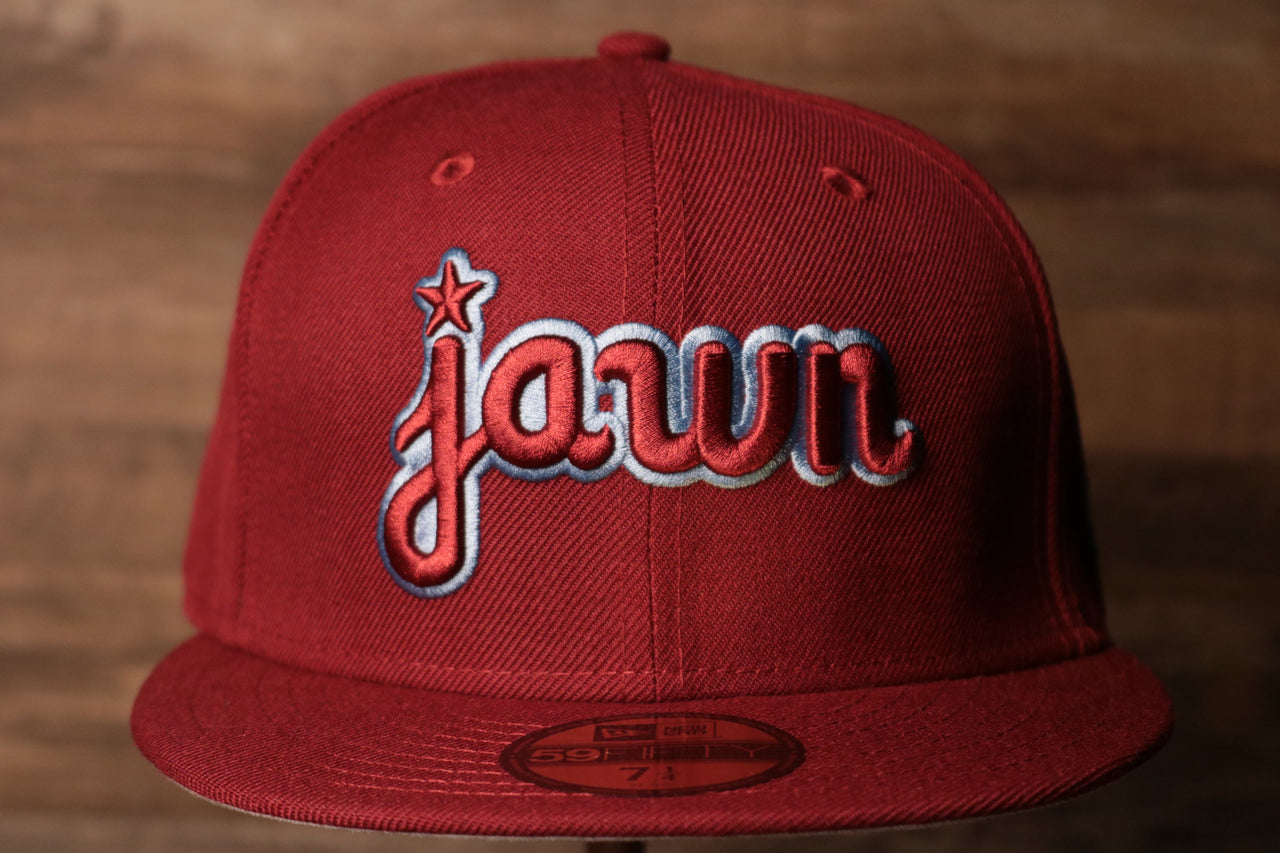 Jawn grey brim hat  | maroon Philly Jawn gray under brim hat | Grey under brim jawn hat throwback red