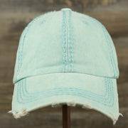 The front of the Washed Pigment Blank Distressed Baseball Hat | Washed Mint Dad Hat