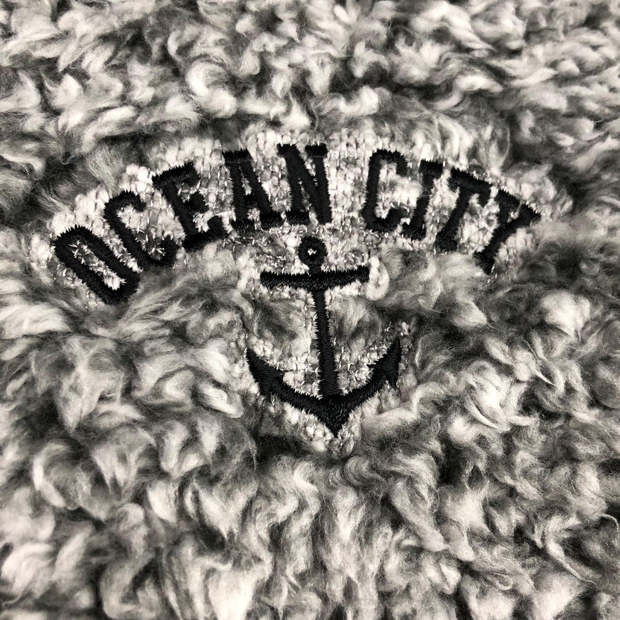 Women's Ocean City New Jersey Anchor Charcoal Sherpa Quarter Zip