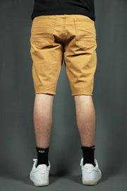 The backside of the Jordan Craig khaki men distressed shorts.