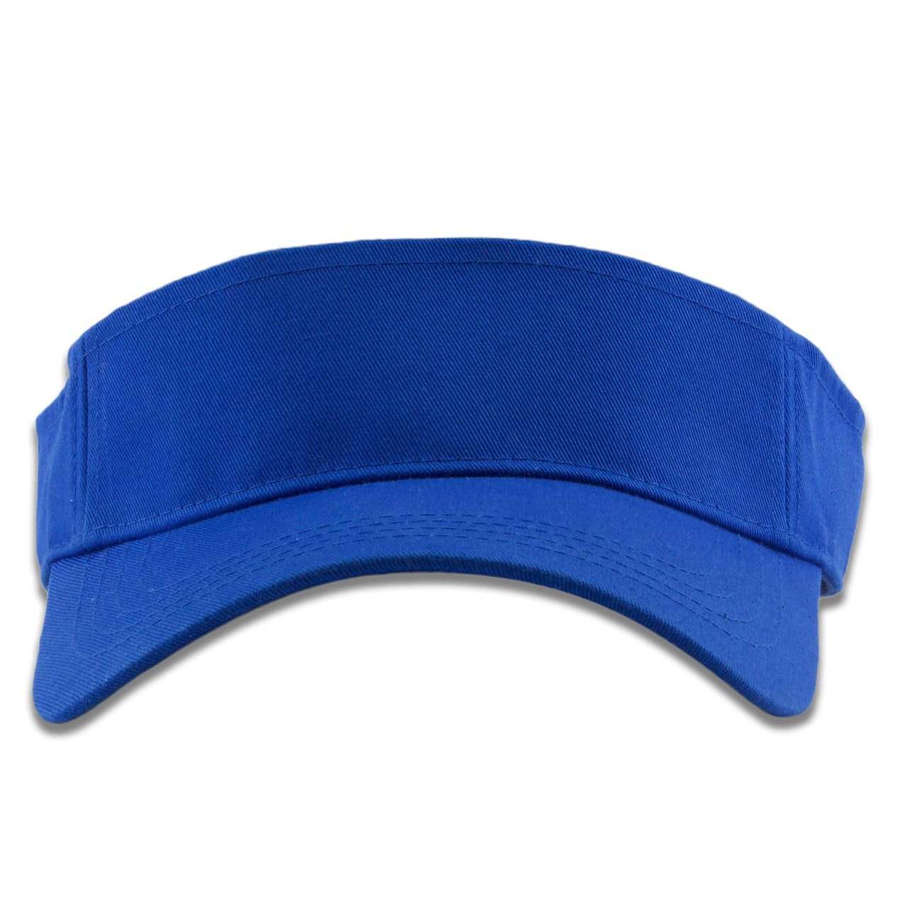 The blue visor is blank and features a curved brim