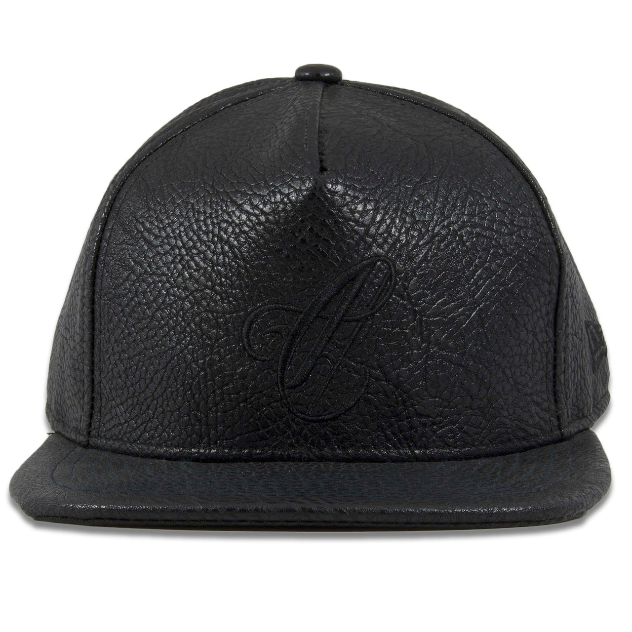 Crooks and Castles Leather Woven C Black Strapback Hat