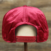 The backside of the Velour Blank Ox Blood Snapback Cap | Dark Red Snap Cap