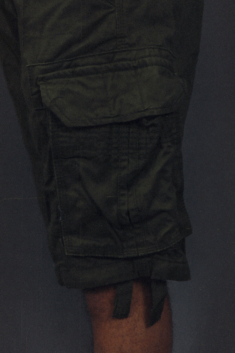 side pocket on the Men's Army Green Combat Shorts Six Pocket Cargo Shorts To Match Sneakers | Army Green