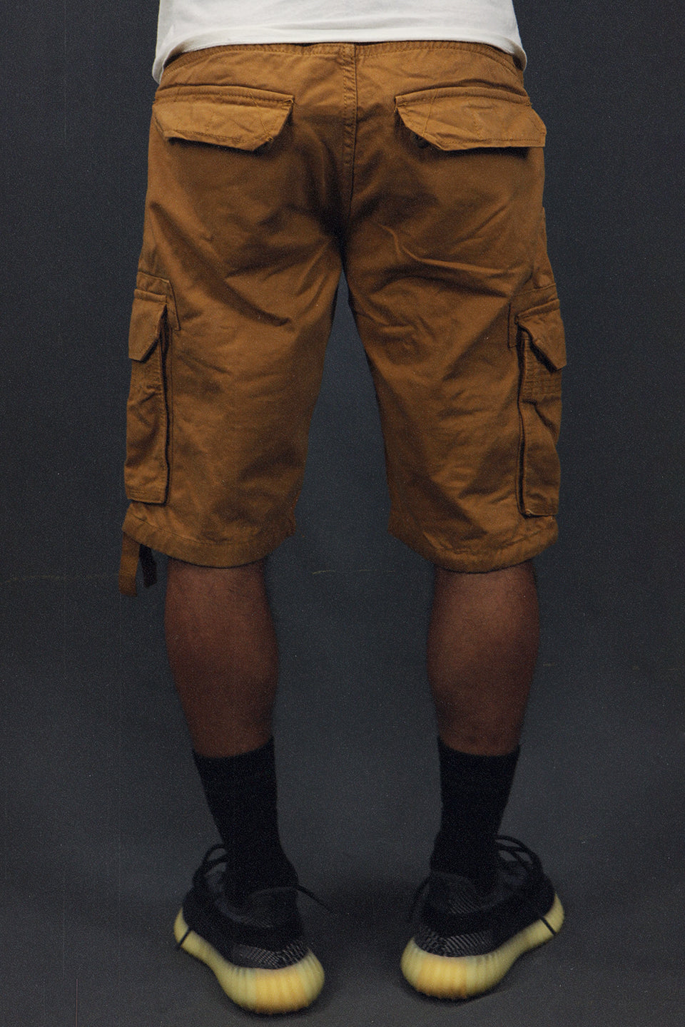back of the Men's Wheat Combat Shorts Six Pocket Cargo Shorts To Match Sneakers | Wheat