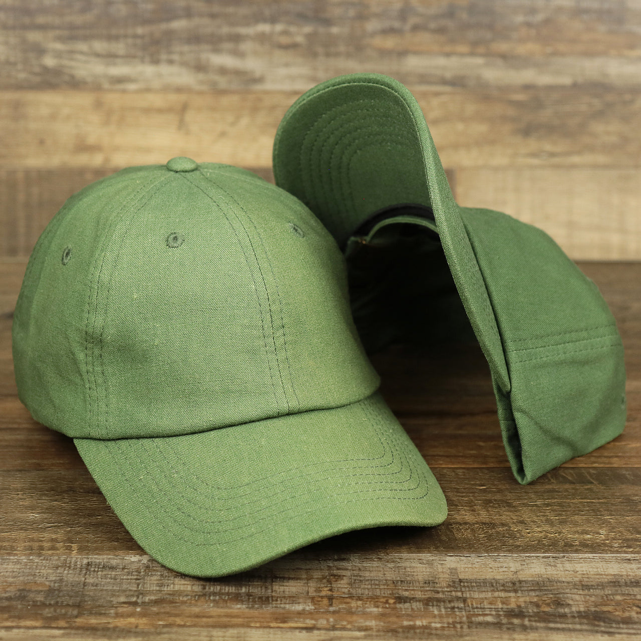 FOOT CLAN | DAD HAT | LINEN MATERIAL BLANK OSFM COTTON UNSTRUCTURED ADJUSTABLE, LODI GREEN, OSFM