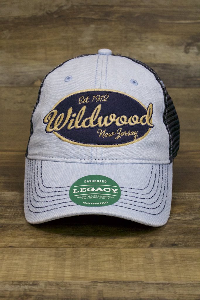Wildwood Hat | Wildwood New Jersey Est 1912 Oval Logo Light Blue / Navy Trucker Hat