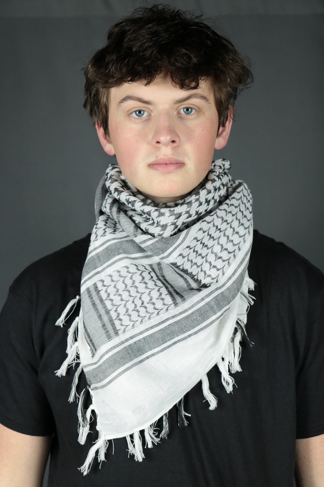 Arabic Sheik Print Shemagh Scarf | Black and White Face Scarf