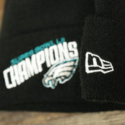 The New Era Logo on the Philadelphia Eagles Super Bowl LII Champions Winter Beanie | Black Winter Beanie