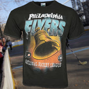 front side of the Philadelphia Flyers Liberty Bell Vintage Tubular Distressed T-Shirt | Flint Black