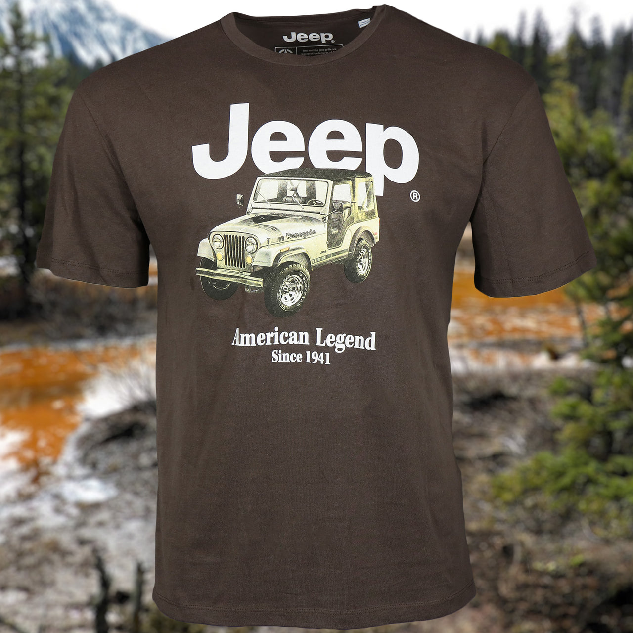 Jeep Renegade Seal Brown Vintage Graphic T-Shirt | Jack & Jones Jeep Tee Shirt