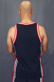 Back of the Men's Sleeveless Basketball Shirt Muscle Workout Black Chicago Mesh Tank Top
