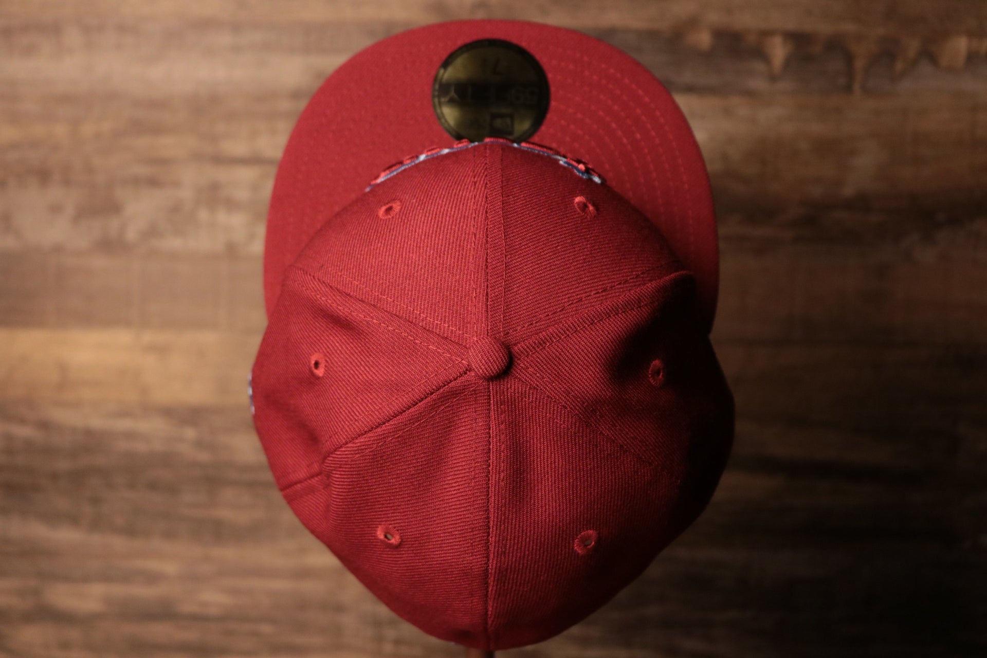 Grey Bottom Fitted Cap | Jawn Burgundy Gray Bottom Fitted Hat the top of this cap is plain burgundy
