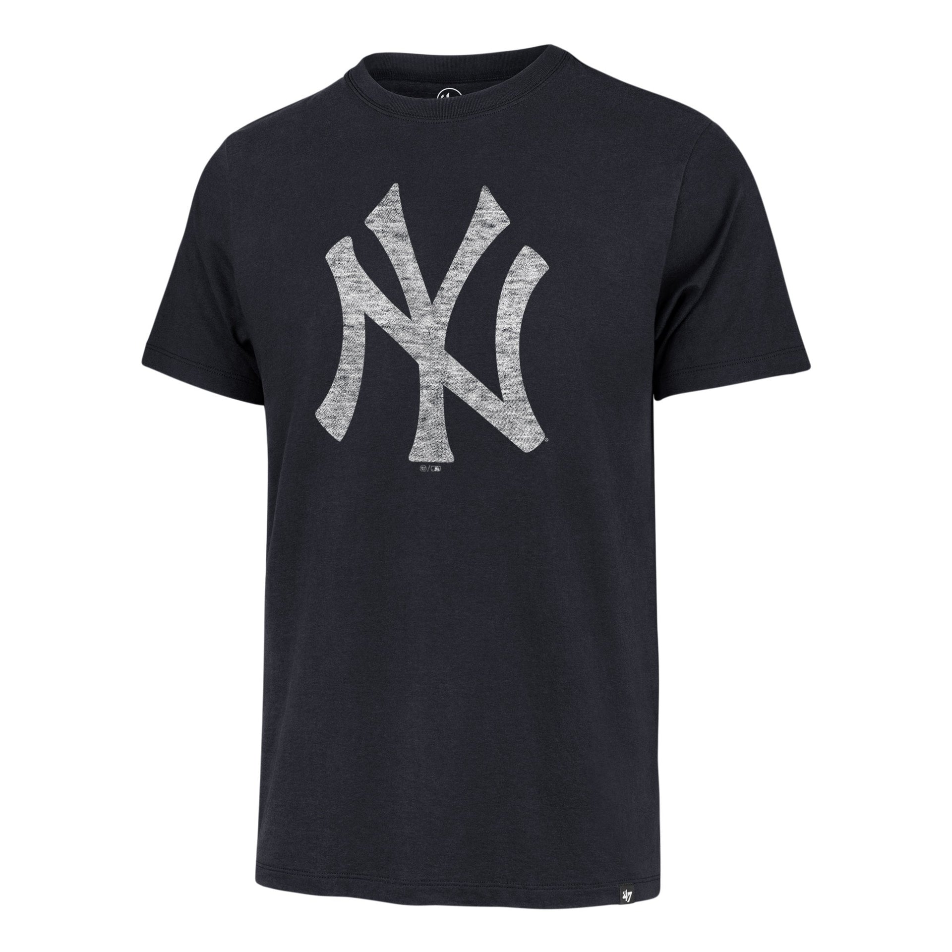 The front of the New York Yankees T Shirt With White Yankees Logo | Navy T-Shirt