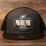 The Philadelphia Eagles 2021 NFL draft gray/black meshback trucker cap.