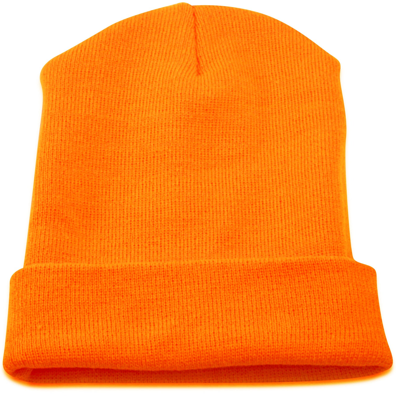 Safety Orange Basic Winter Raised Cuff Beanie