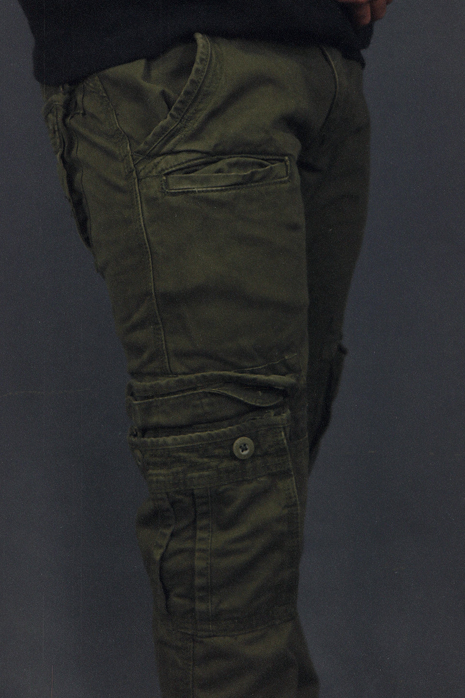 pocket shot on the Men's Army Green Combat Pants Six Pocket Cargo Pants To Match Sneakers | Army Green