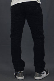 back of the Men's Black Combat Pants Six Pocket Cargo Pants To Match Sneakers | Black
