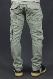 back of the Men's Sage Combat Pants Six Pocket Cargo Pants To Match Sneakers | Sage