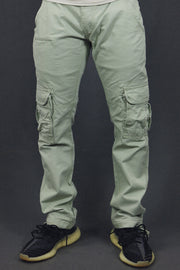 front of the Men's Sage Combat Pants Six Pocket Cargo Pants To Match Sneakers | Sage