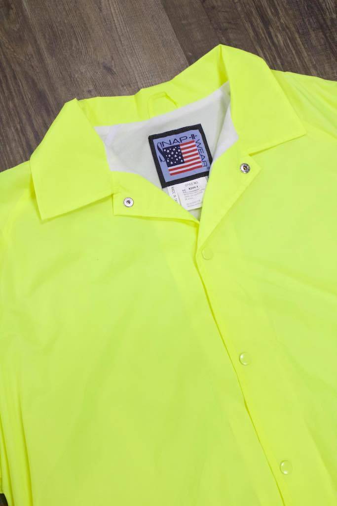 the Police Public Safety | Waterproof Safety Green Windbreaker | Waterproof Neon Yellow Flannel Lined Coach Jacket  has a warm white flannel lining