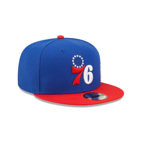 ThePhiladelphia 76ers Red Letter Arch Vintage Green Bottom NBA 9Fifty Snapback Hat | Back Letter Arch Royal Blue 9Fifty