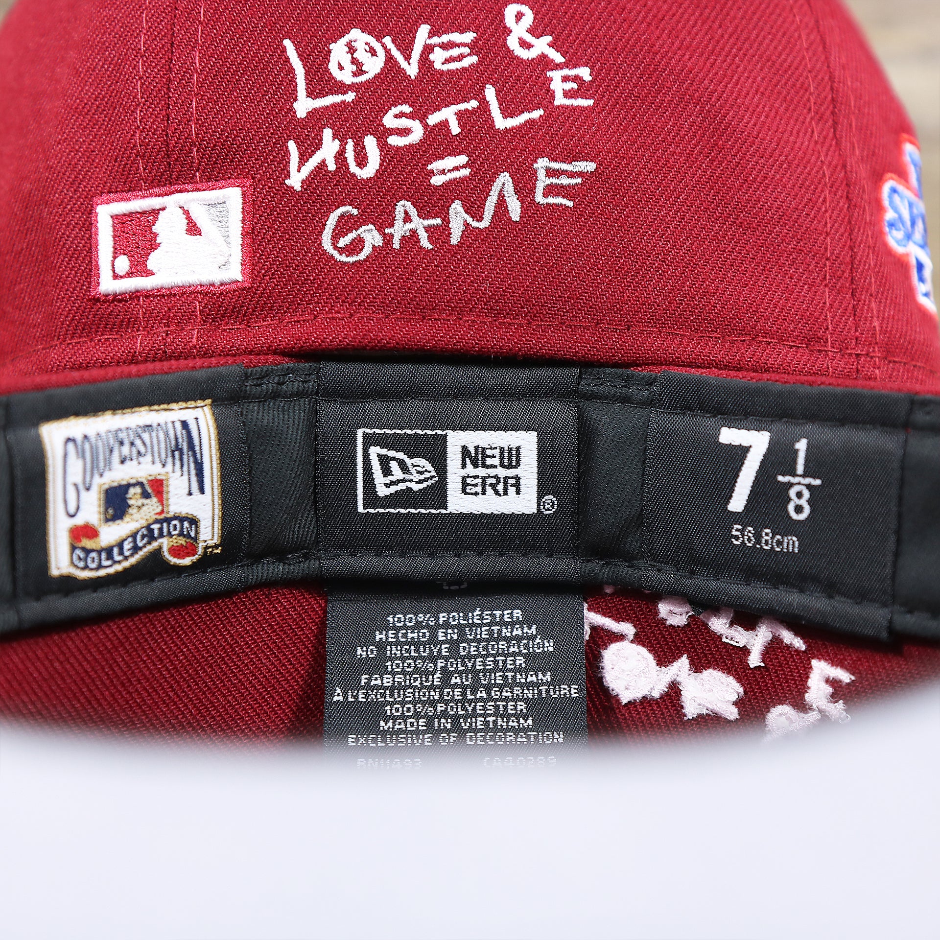 The Tags on the Cooperstown Philadelphia Phillies Baseball Heart Gray Bottom World Series 59Fifty Fitted Cap | Maroon 59Fifty Cap