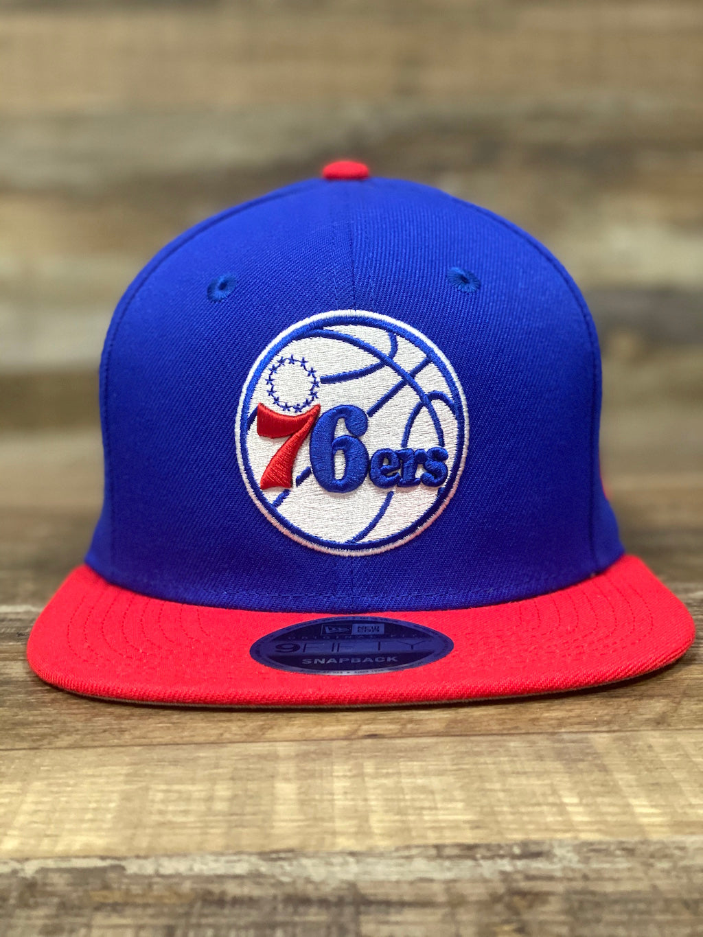 sixers snapback hat | 76ers colorway 950 snapback | Blue and red 76er snapback