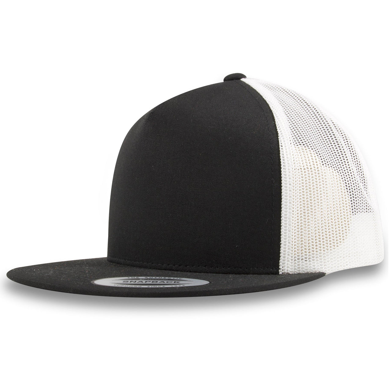Black on White Trucker Mesh-Back Snapback Hat