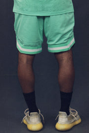 Back of the Men's Hooper Basketball Workout Mint Mesh Retro Shorts