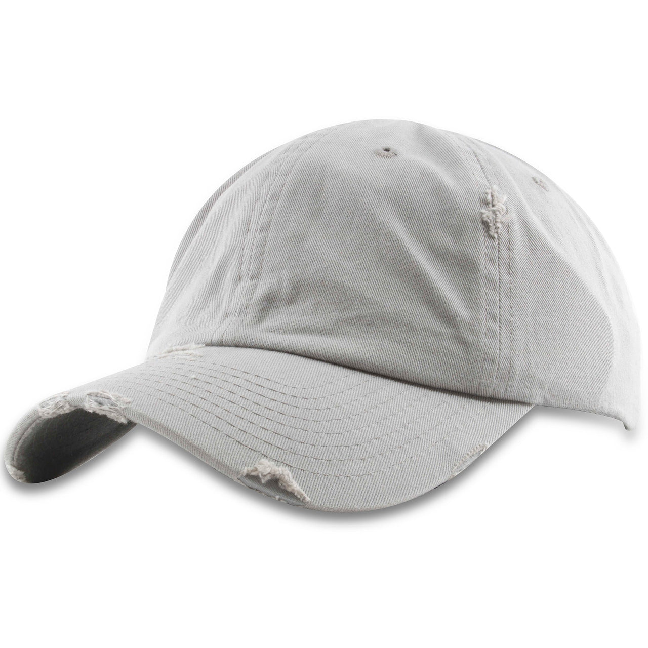 Light Gray Blank Distressed Dad Hat