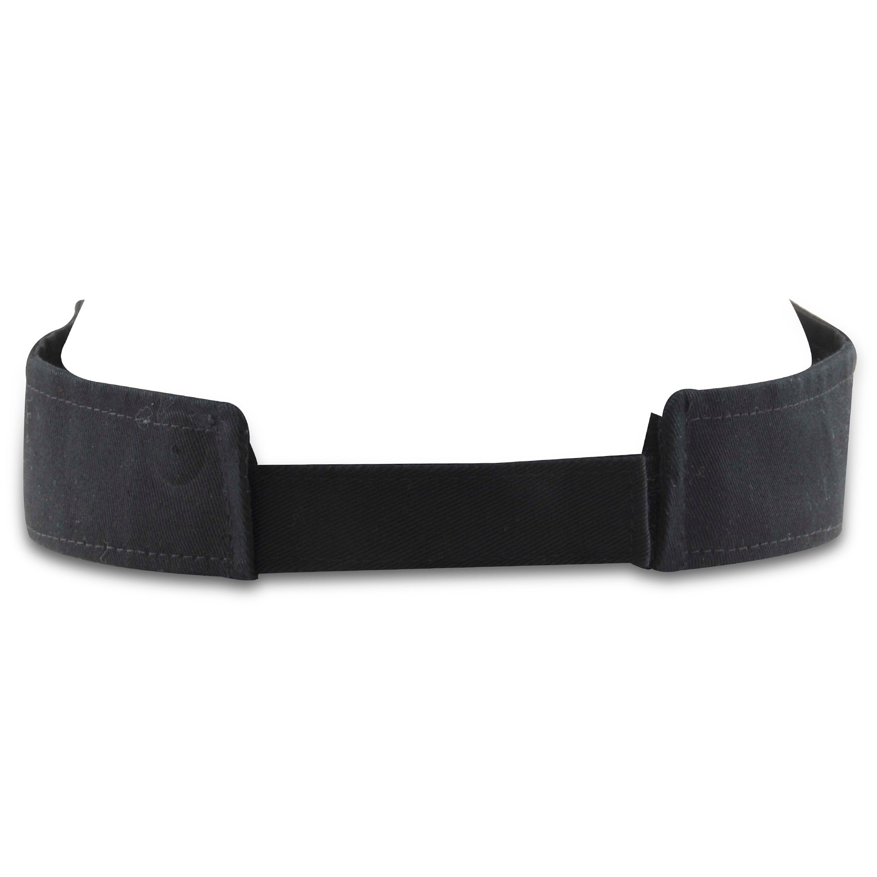 The adjustable blank black visor features a black adjustable velcro strap